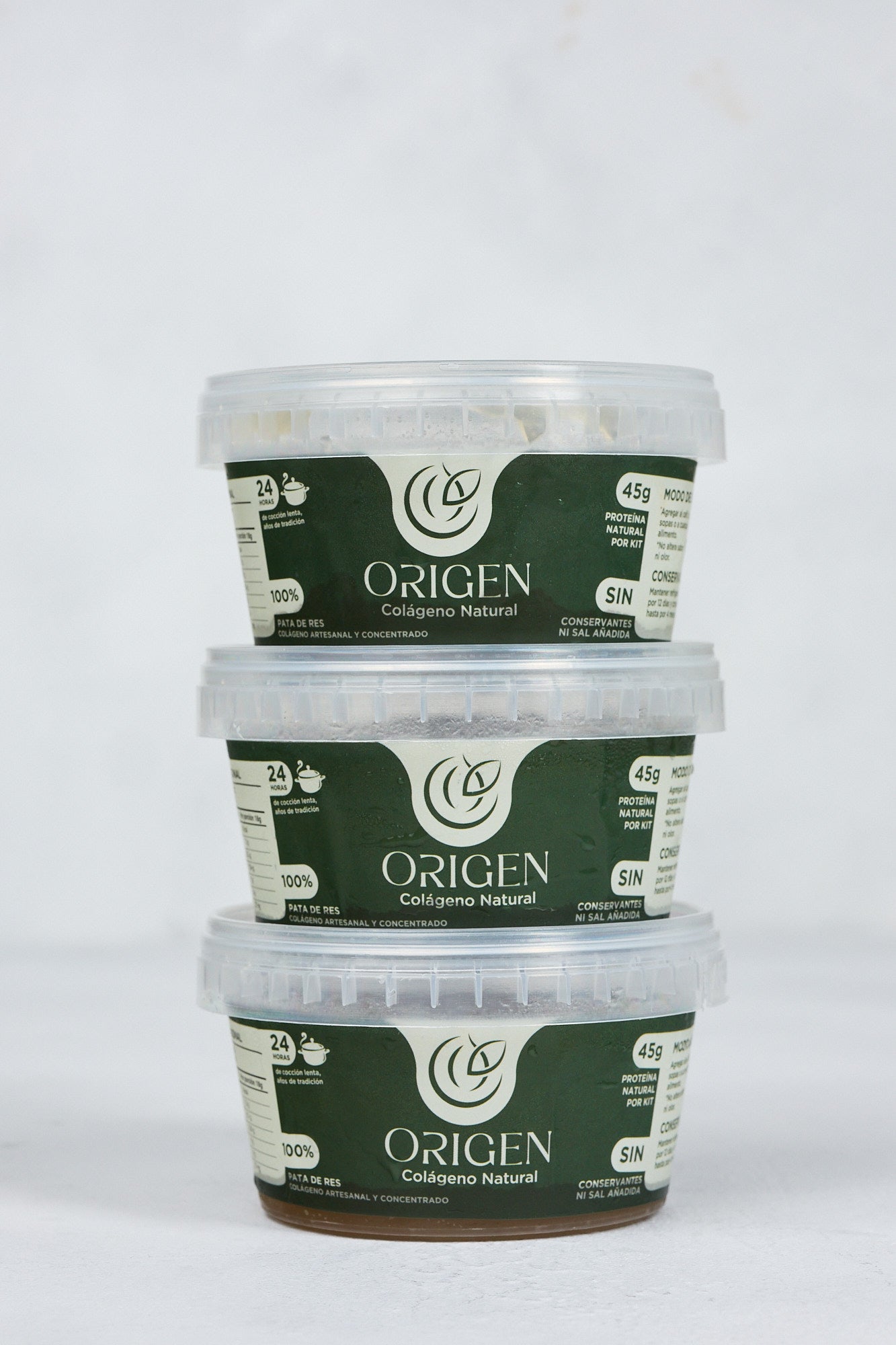 Kit mensual de 3 tarros de 180g c/u de Origen colágeno natural.